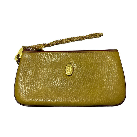VTG Must de Cartier Leather Coin Pouch Clutch Wallet Wristlet Mustard Yellow - Picture 12 of 14